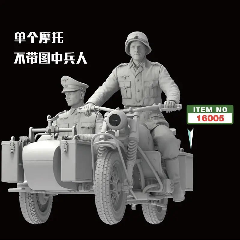 WWII German Officer Motorcycle Sidecar 1/16 Resin Figure Kit - 1/16 resin model view 5