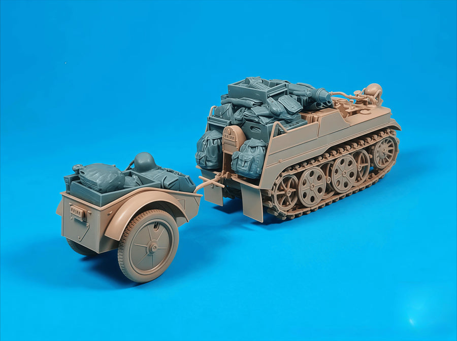 WWII German Half-Track with Ammunition Trailer Resin Diorama Kit - resin model view 3