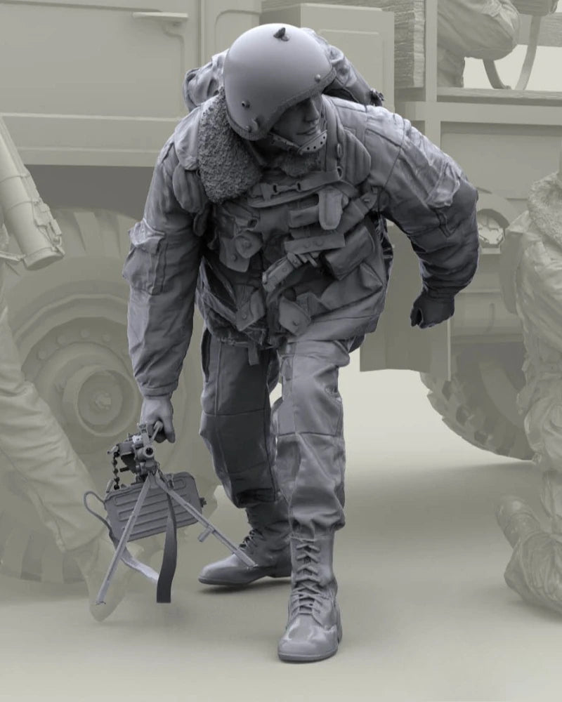 Modern Russian Light Machine Gunner with PKM 1/16 Resin Figure Kit - resin model view 2
