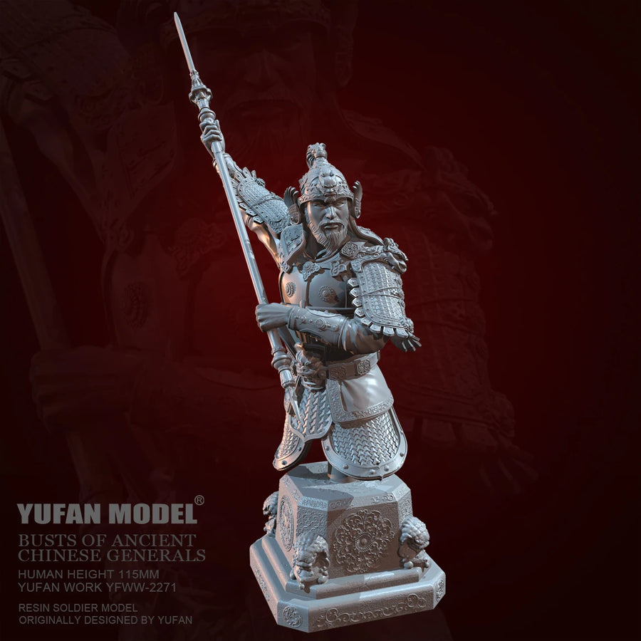 Ancient Chinese General with Halberd 115mm Resin Bust - 115mm resin model view 3