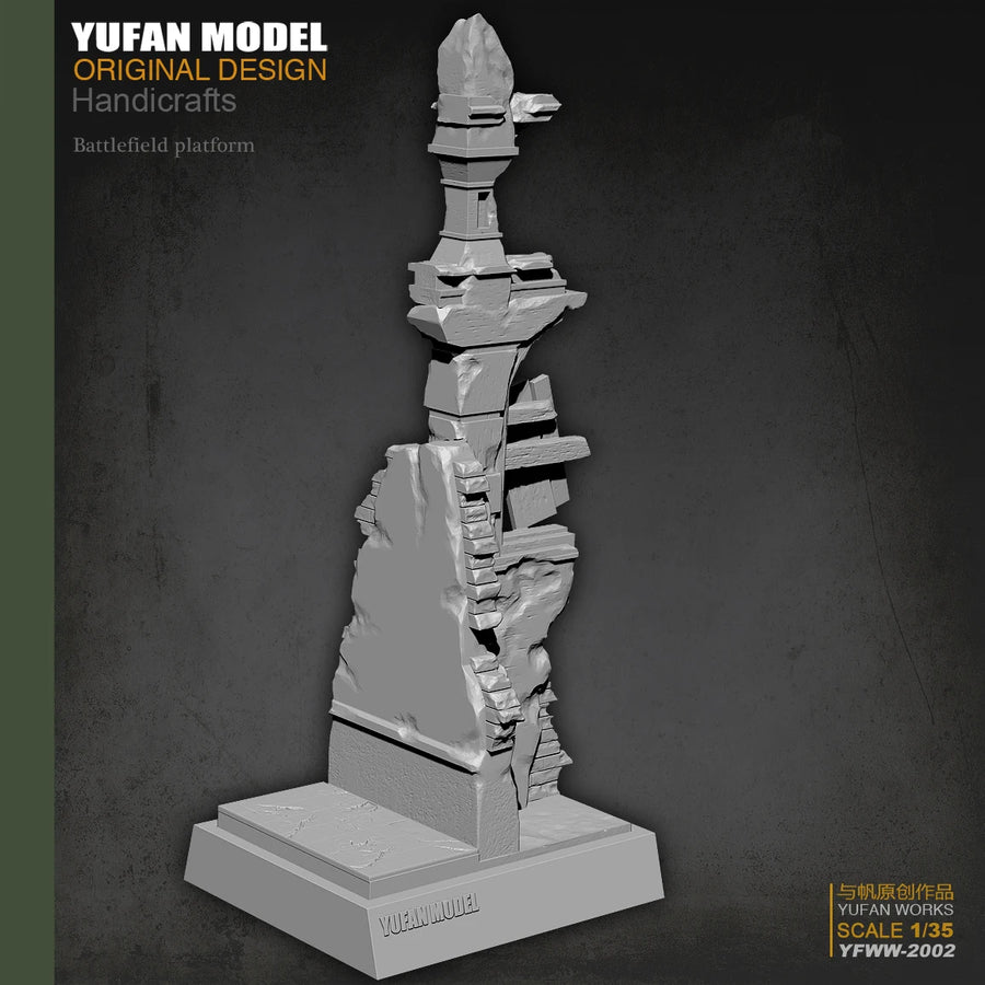Ruined European Stone Wall Platform 1/35 Resin Diorama Kit - 1/35 resin model view 4