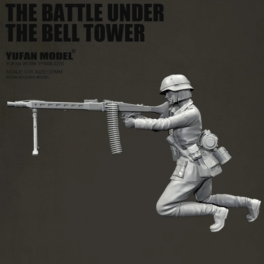 WWII Machine Gunner with Tripod Mount 1/35 Resin Figure Kit - 1/35 resin model view 5