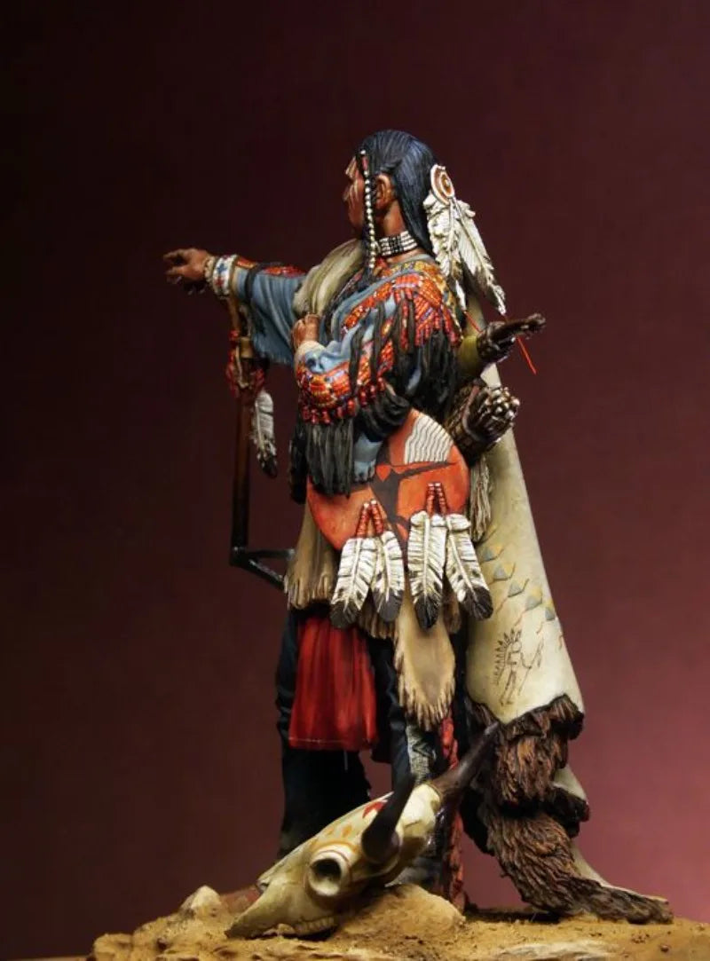Plains Indian Warrior with Buffalo Skull 1/24 Resin Figure - 1/24 resin model view 3