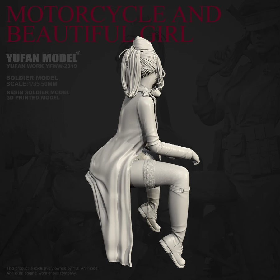 Stylized German Luftwaffe Female Officer Seated Figure 1/35 Resin Kit - resin model view 2