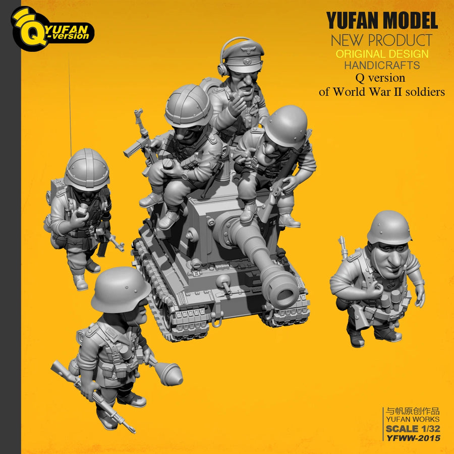WWII Tank Crew & Soldiers 6-Figure Set 1/32 Resin Model Kit - 1/32 resin model view 4