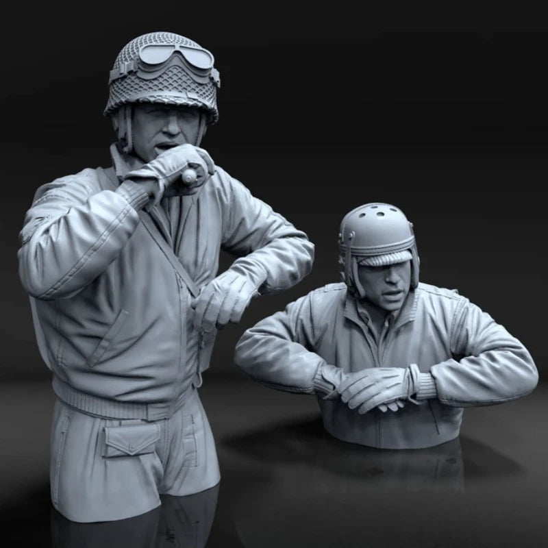 WWII US Tank Crew Half-Body 2-Figure Set 1/16 Resin Kit - 1/16 resin model view 2
