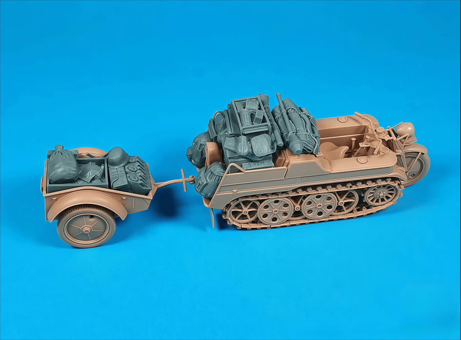 WWII German Half-Track with Ammunition Trailer Resin Diorama Kit - resin model view 2