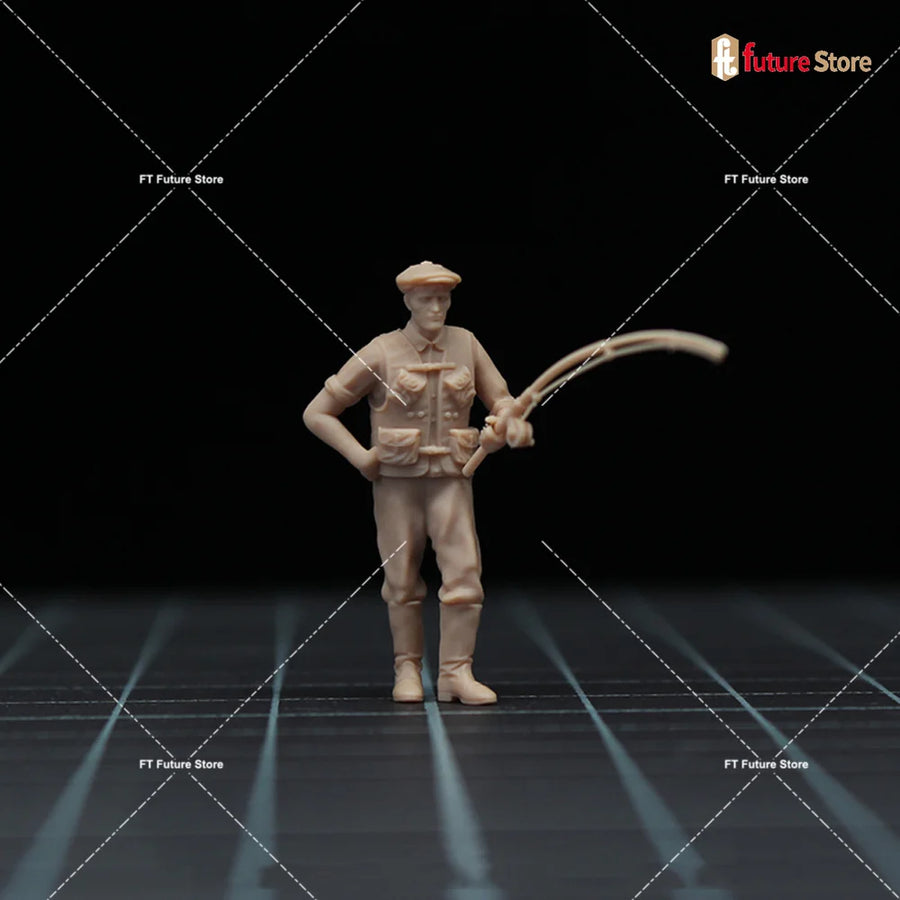 Civilian Male Fisherman with Caught Fish & Rod 1/35 Resin Figure Kit - resin model view 2