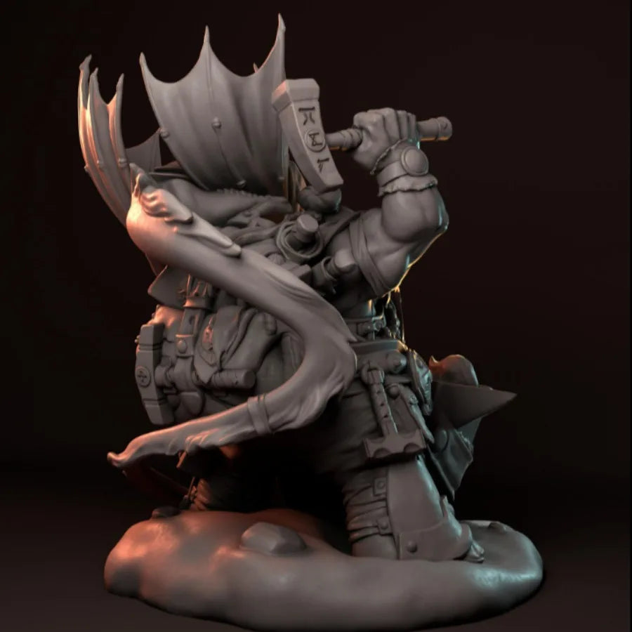 Fantasy Dwarf Alchemist with Dragon 75mm Resin Figure - 75mm resin model view 3