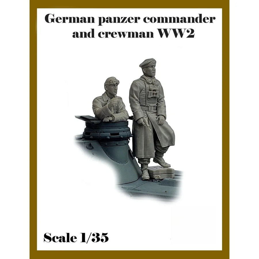 WWII German Panzer Commander and Crewman 1/35 Resin Figure Set - 1/35 resin model view 2