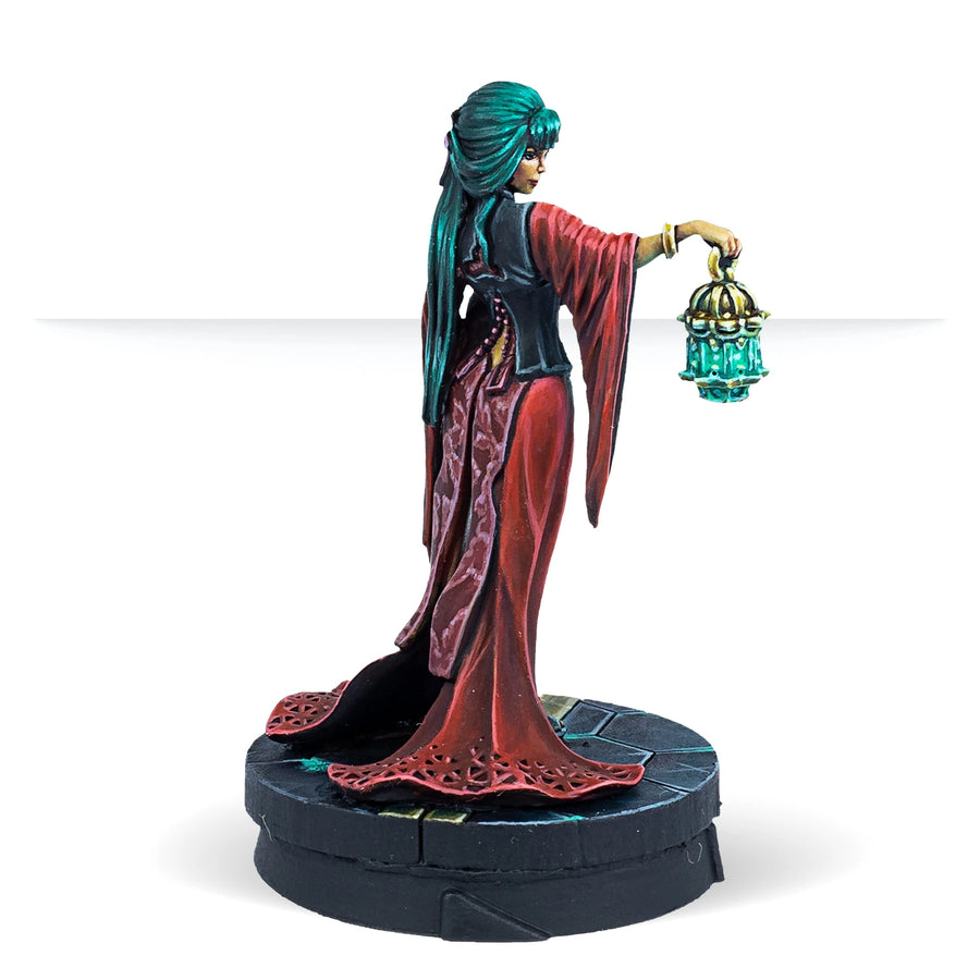 Fantasy Female Sorceress with Lantern and Demon Familiar 75mm Resin Figure Kit - resin model view 4