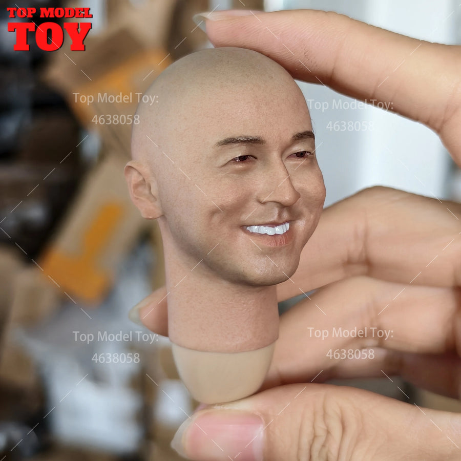 Asian Male Bald Head Sculpt 1/6 Scale Resin Figure Bust - 1/6 resin model view 2