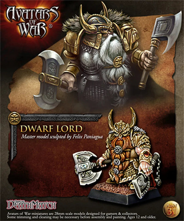 Fantasy Dwarf Lord Dual Axes Horned Helmet 28mm Resin Figure Kit