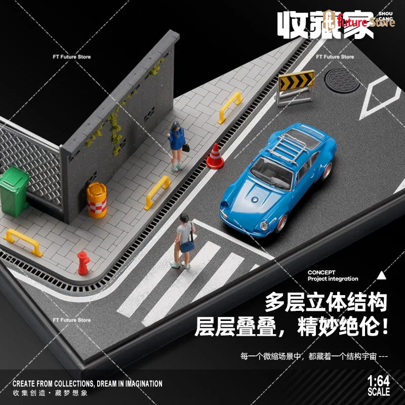 Street Corner Parking Lot Scene 1:64 Resin Diorama Kit - 1/64 resin model view 3