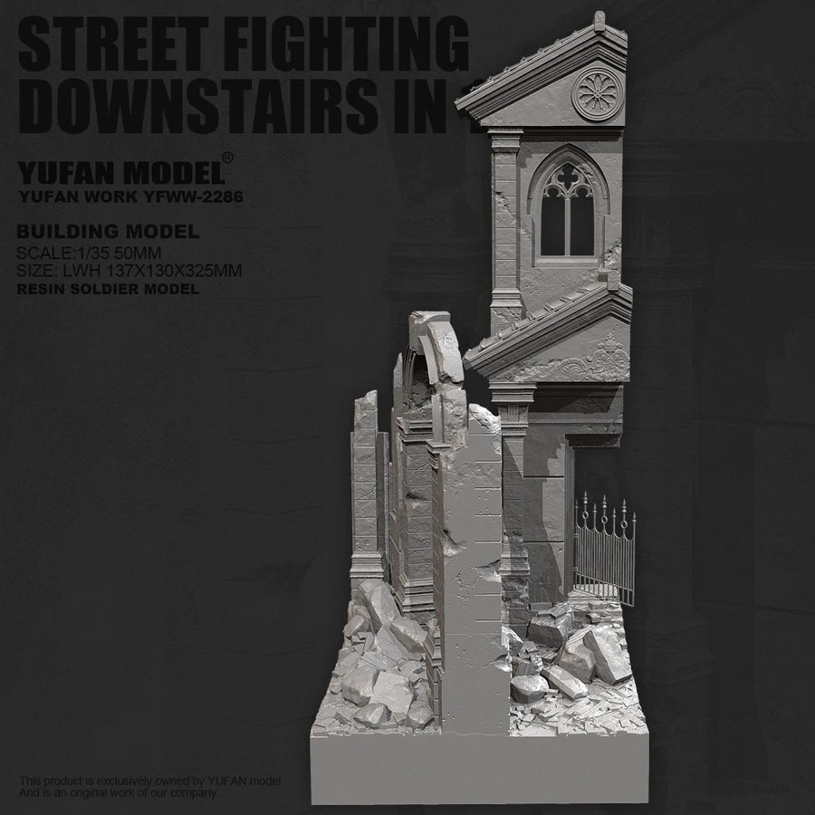 Street Fighting Downstairs Clock Tower 1/35 Resin Diorama Kit - 1/35 resin model view 5