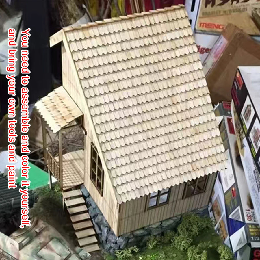 Log Cabin Country House 1/35 Resin Terrain Diorama Kit - 1/35 resin model view 3
