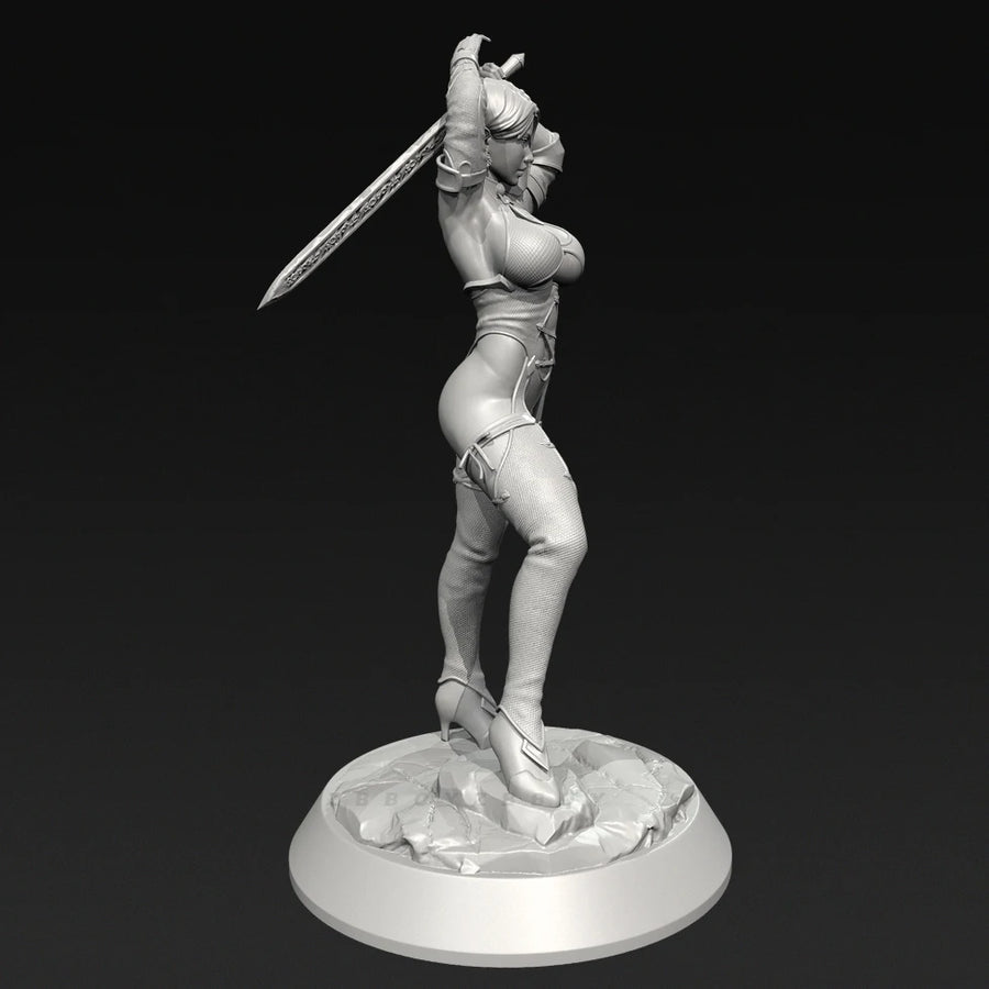 Female Warrior with Sword 38mm Resin Figure Kit - 38mm resin model view 4