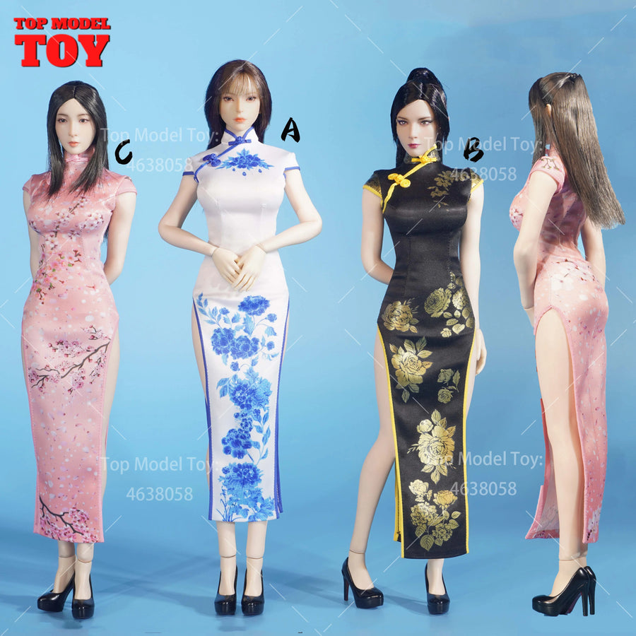 1/6 Chinese Cheongsam Female Figure Set Resin Model Toy 4 Styles - 1/6 resin model view 2