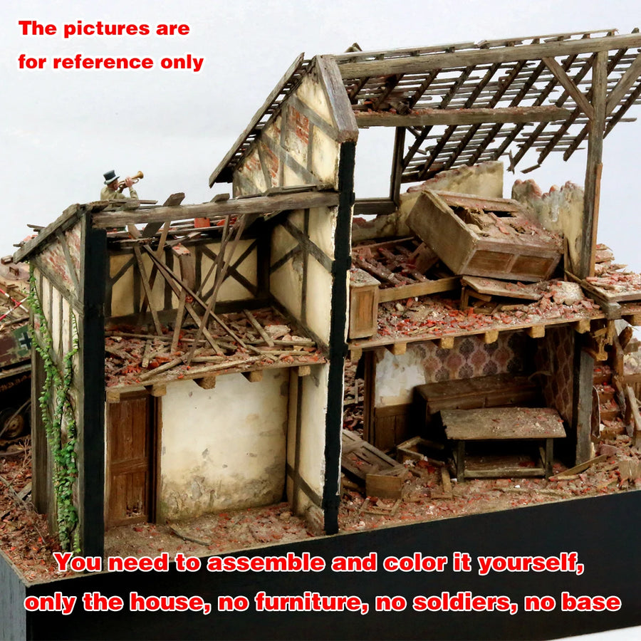 Ruined Rural House Diorama 1/35 Resin Model Kit - 1/35 resin model view 5