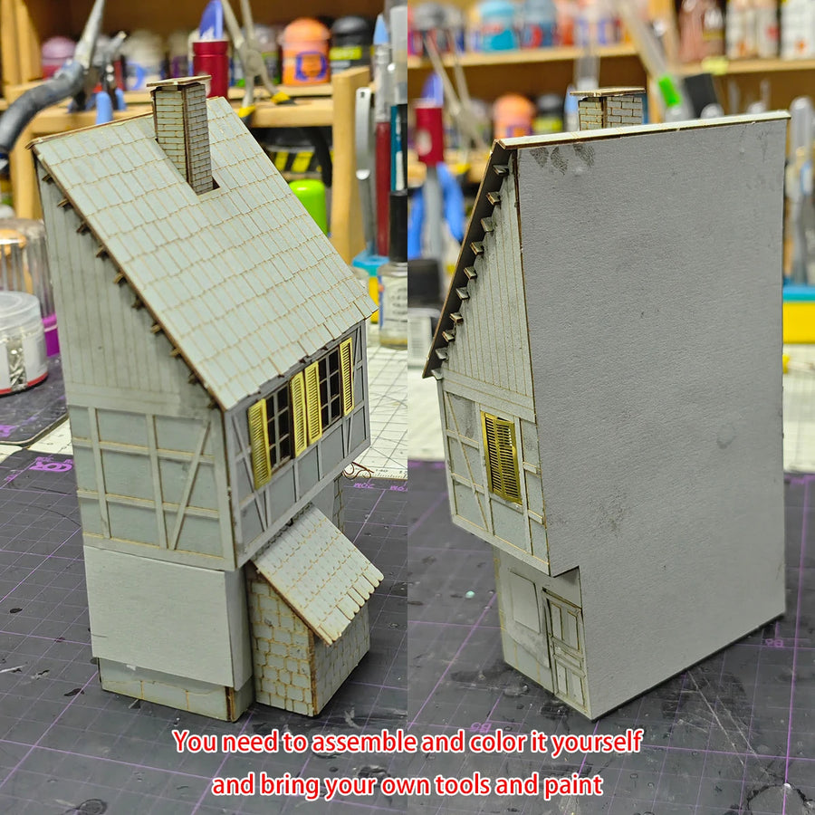 Medieval Half-Timbered Manor House 1/64 Resin Terrain Kit - 1/64 resin model view 6
