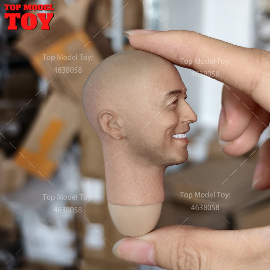 Asian Male Bald Head Sculpt 1/6 Scale Resin Figure Bust - 1/6 resin model view 4