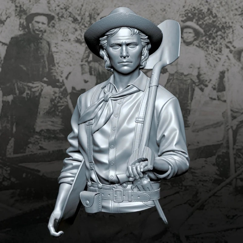 Gold Rush Era Prospector with Axe 1/10 Resin Bust - 1/10 resin model view 2