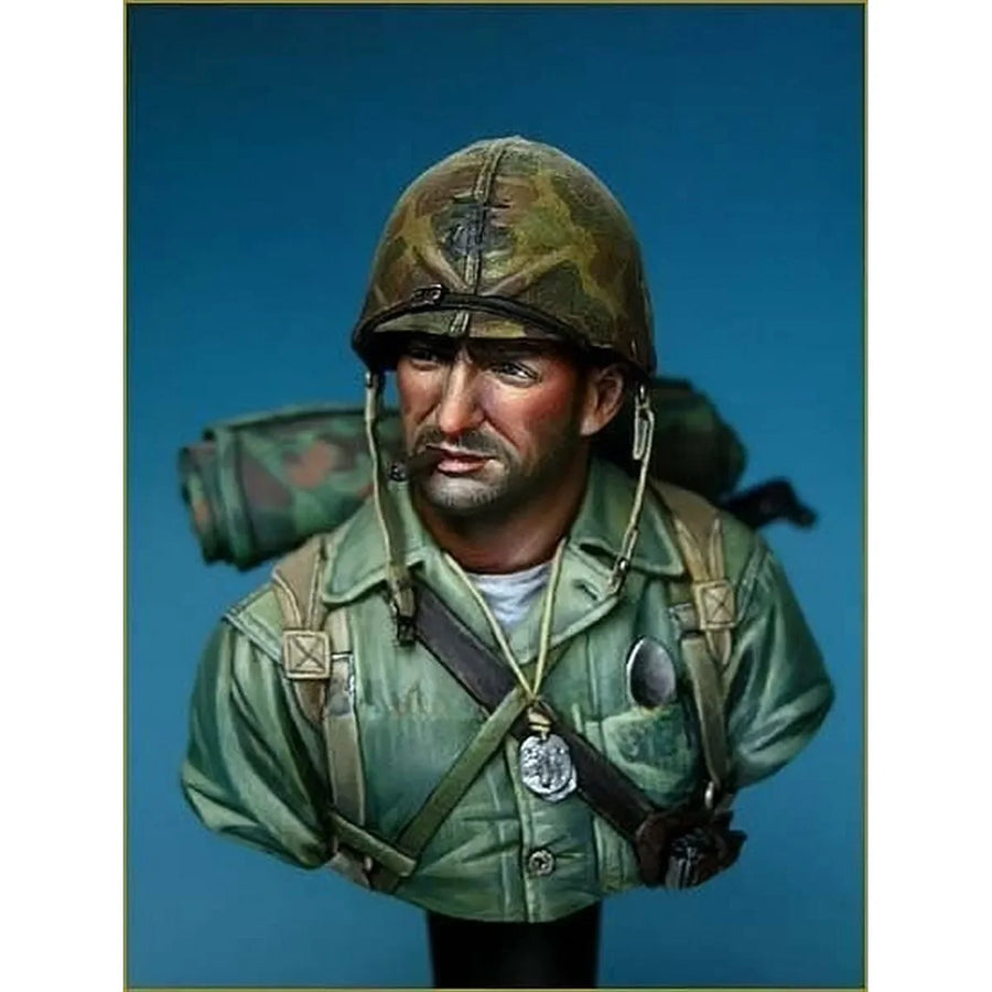 WWII US Marine Corps Officer 1/10 Scale Resin Bust - 1/10 resin model view 2