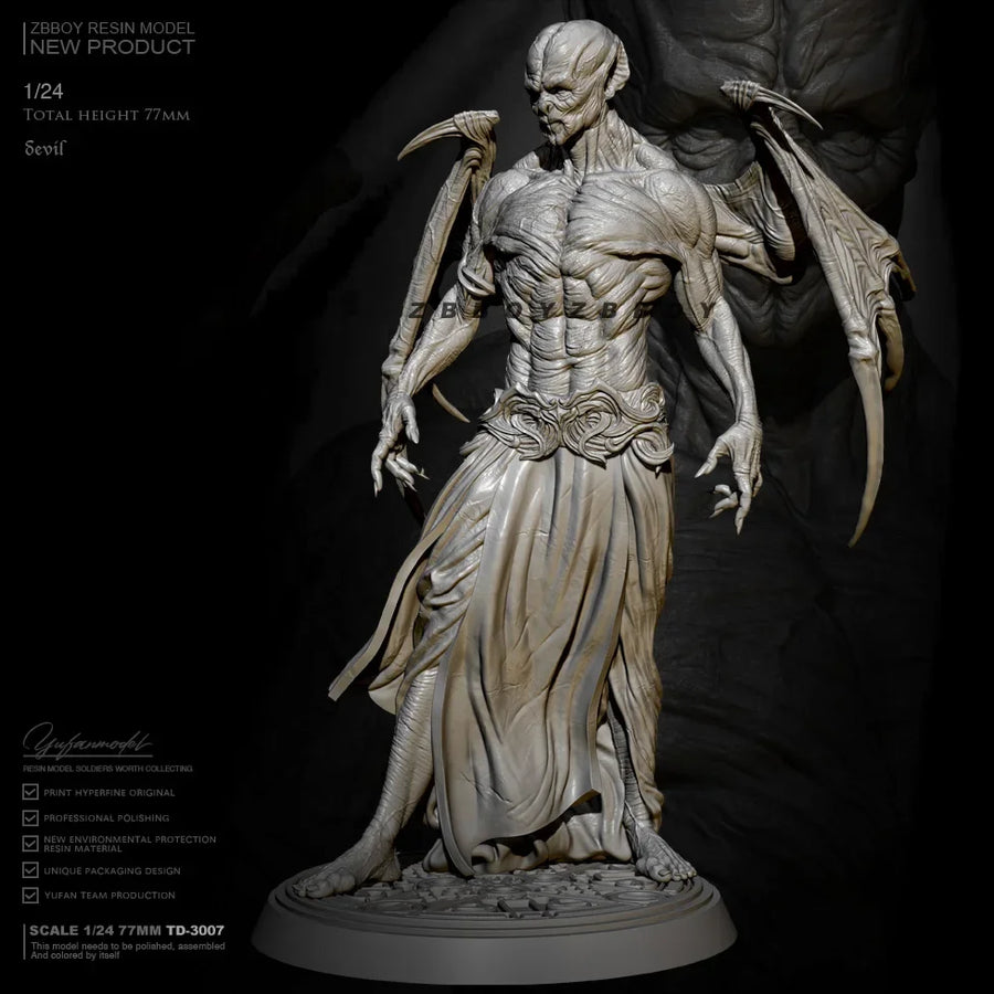 Skeletal Demon Warrior with Curved Blades 1/24 Resin Figure - 1/24 resin model view 3
