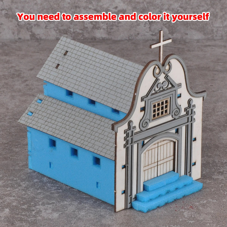 European Church Cathedral with Bell Tower 1:72 Resin Terrain Model Kit - 1/72 resin model view 4