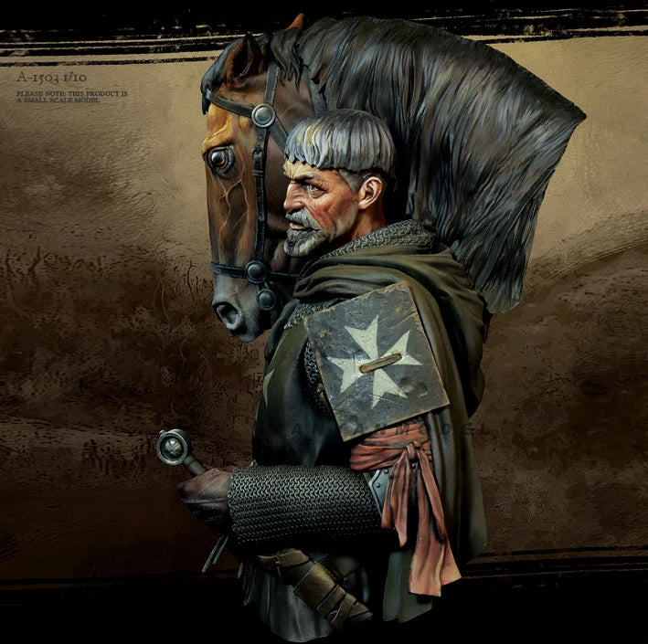Medieval Knight Templar with Horse 1/10 Resin Bust - 1/10 resin model view 2