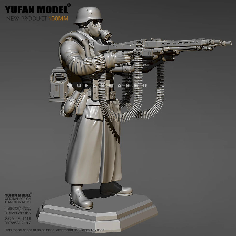 150MM WWII German Soldier with MG42 Machine Gun Resin Figure Kit - 150mm resin model view 3