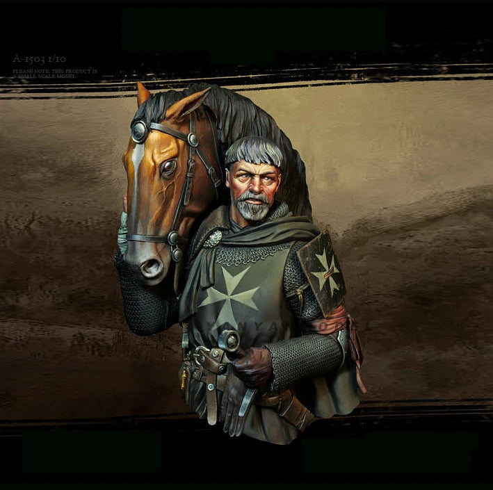 Medieval Knight Templar with Horse 1/10 Resin Bust - 1/10 resin model view 4