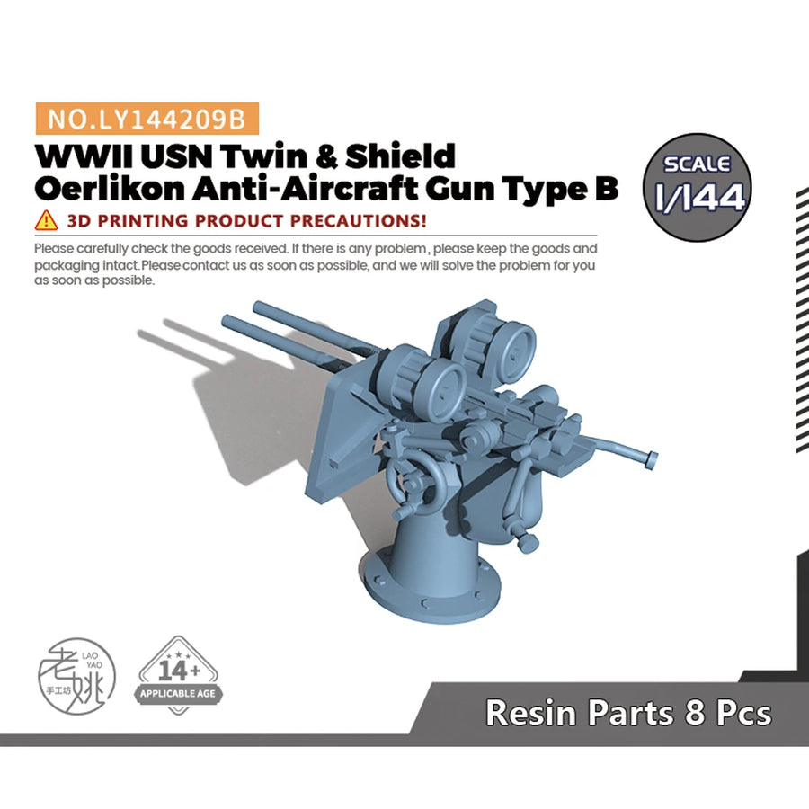 WWII USN Twin Oerlikon Anti-Aircraft Gun Type B 1/144 Resin Kit - 1/144 resin model view 2