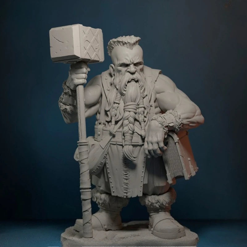 Dwarf Blacksmith with Hammer 70mm Resin Figure Kit - 70mm resin model view 4