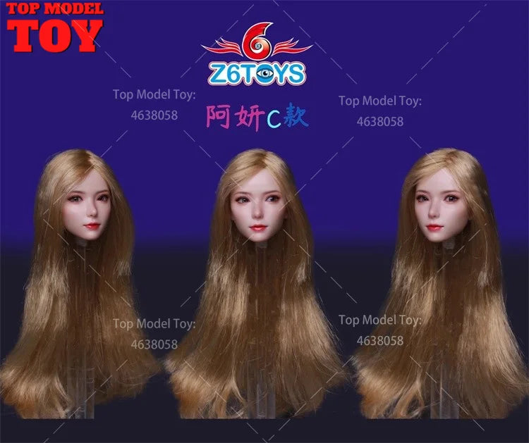 Asian Female Head Sculpt with Moveable Eyes 1/6 Resin Figure Kit - 1/6 resin model view 8
