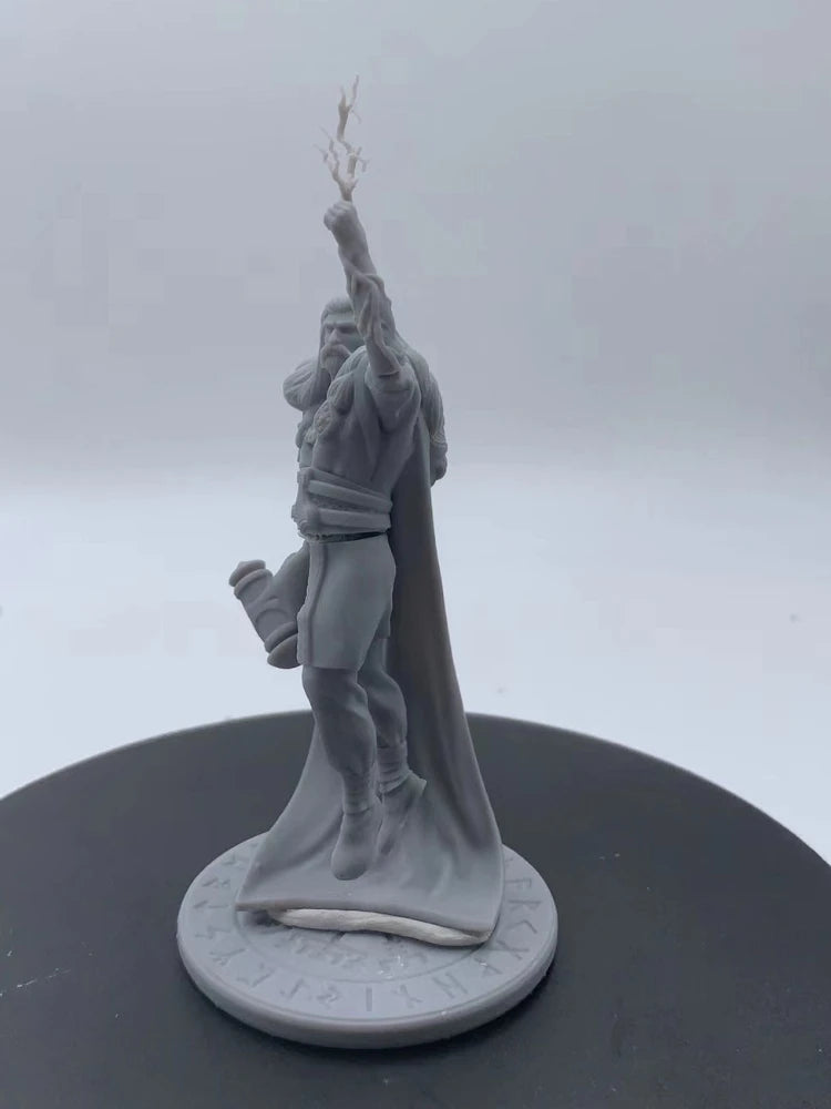 Fantasy Norse God Thor with Mjolnir and Lightning 1/24 Resin Figure Kit - resin model view 3
