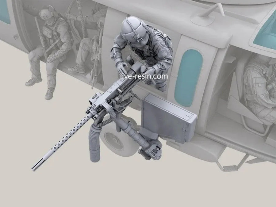 Modern US Helicopter Door Gunner with M134 Minigun 1/35 Resin Figure Kit - unpainted resin model kit