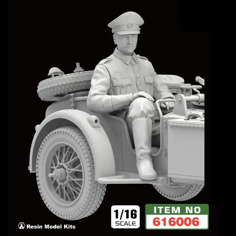 WWII German Officer Motorcycle Sidecar 1/16 Resin Figure Kit - 1/16 resin model view 2