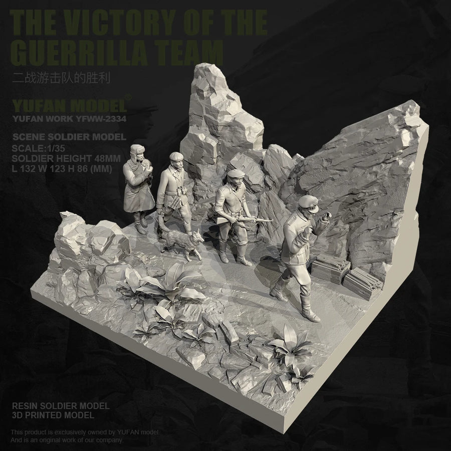 Guerrilla Team Victory Diorama 1/35 Resin Military Figure Kit - 1/35 resin model view 2