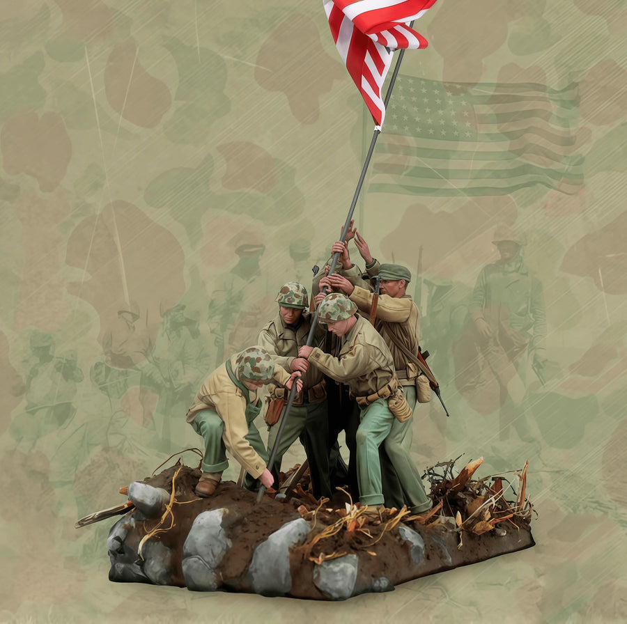 Iwo Jima Flag Raising Soldiers 1:35 Resin Diorama Kit - 1/35 resin model view 3