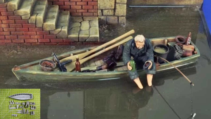 Modern Fisherman with Kayak Diorama 1/35 Resin Kit - 1/35 resin model view 2