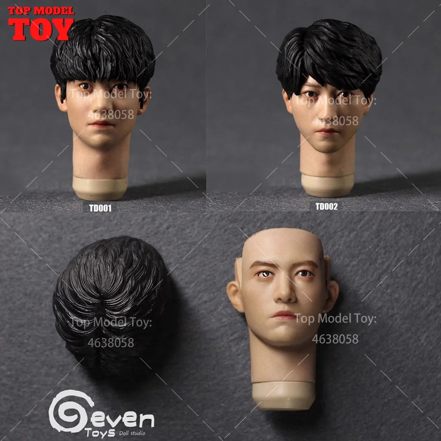 Asian Male Head Sculpt with Movable Eyes 1/6 Resin Figure Kit - 1/6 resin model view 2