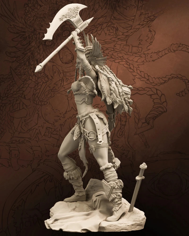 Female Barbarian Warrior with Scythe 75mm Resin Figure Kit - 75mm resin model view 3