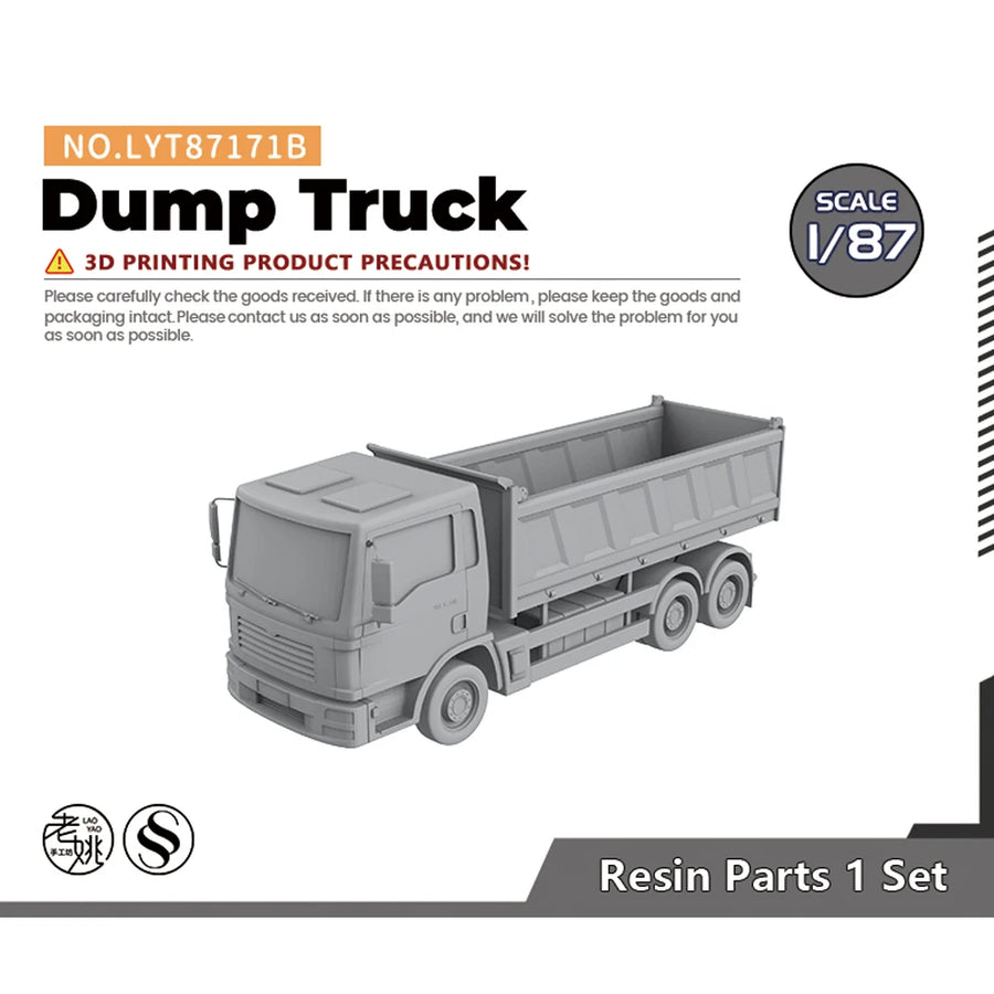 Dump Truck with Tipper Bed 1:87 Scale Resin Model Kit - 1/87 resin model view 3