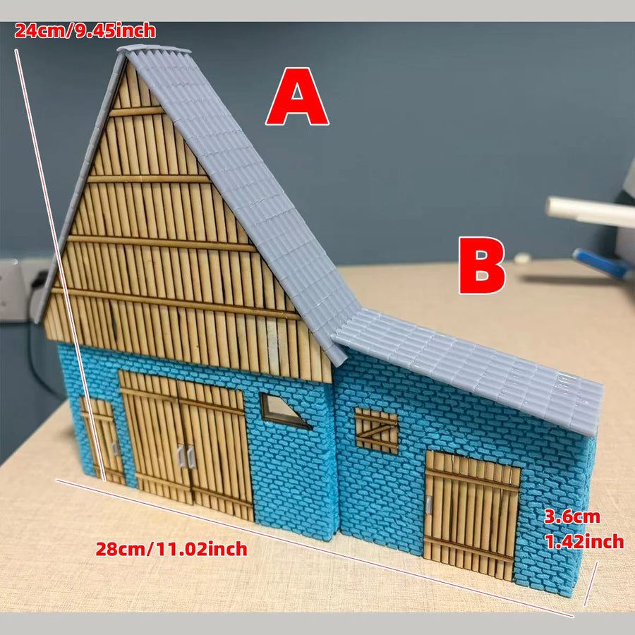 Medieval Half-Timbered Warehouse with Blue Brick Base 1/35 Resin Kit - 1/35 resin model view 2