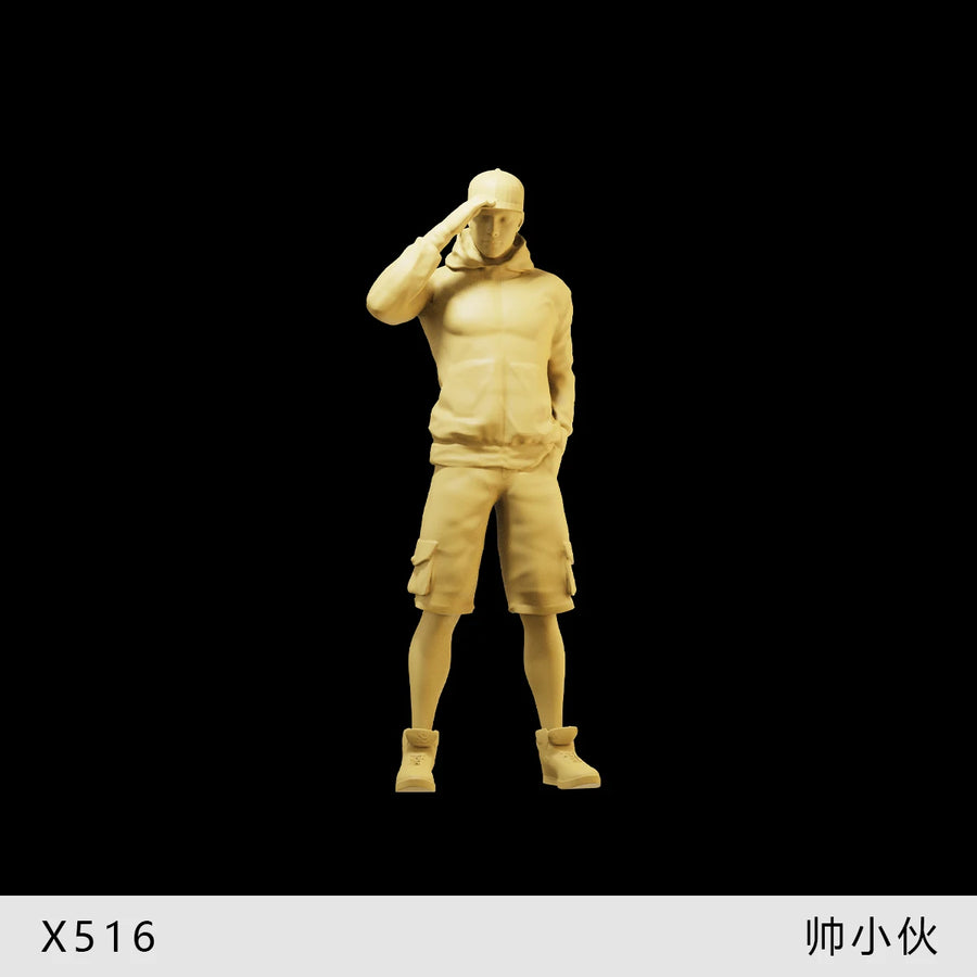 Young Male Casual Figures Set 1/64 Resin Miniature Diorama Kit - 1/64 resin model view 2