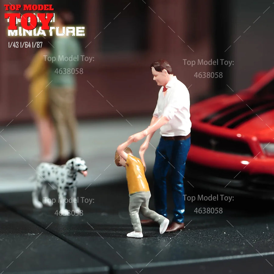 Father & Son with Dog Street Scene 1/64 Resin Diorama Kit - 1/64 resin model view 3
