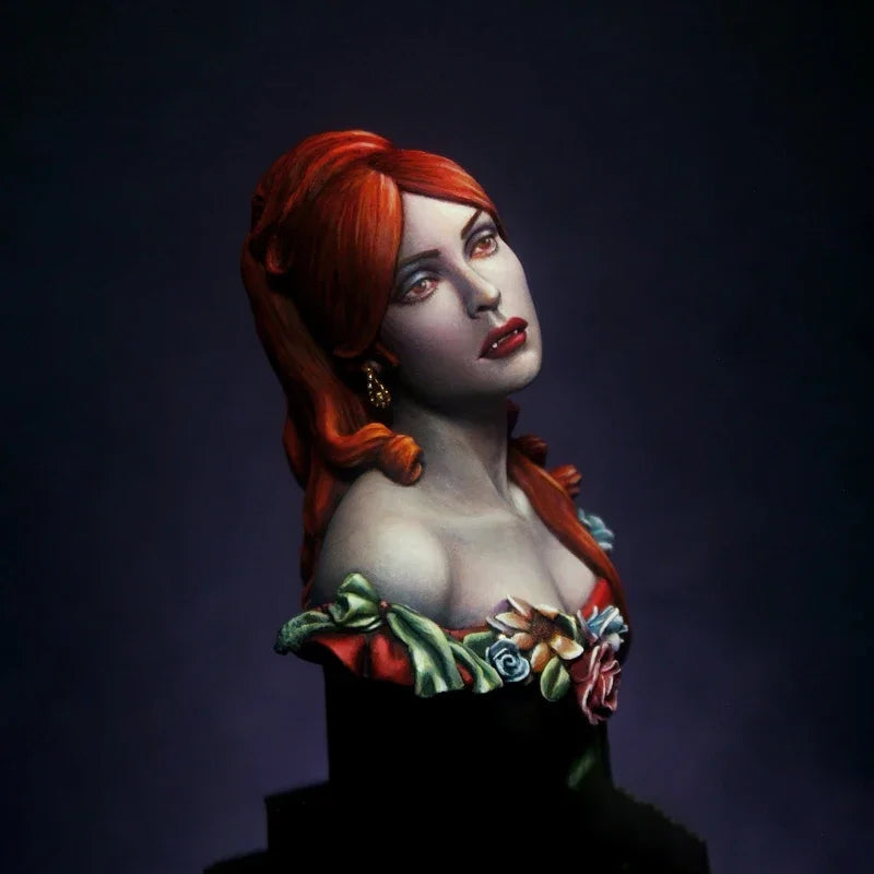 Red-Haired Fantasy Maiden with Floral Collar 1/12 Resin Bust - 1/12 resin model view 2
