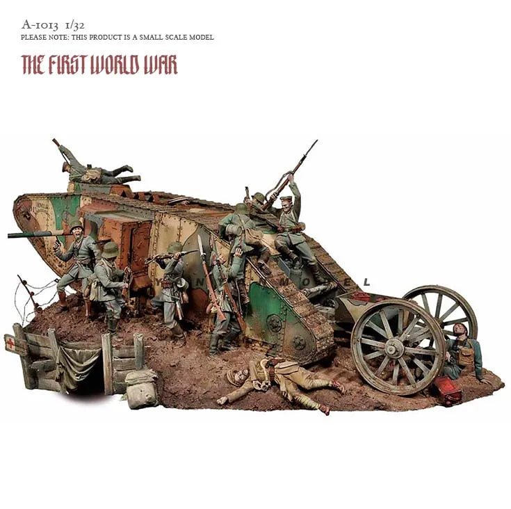 WWI Trench Diorama with Soldiers & Artillery 1/42 Resin Kit - 1/42 resin model view 2