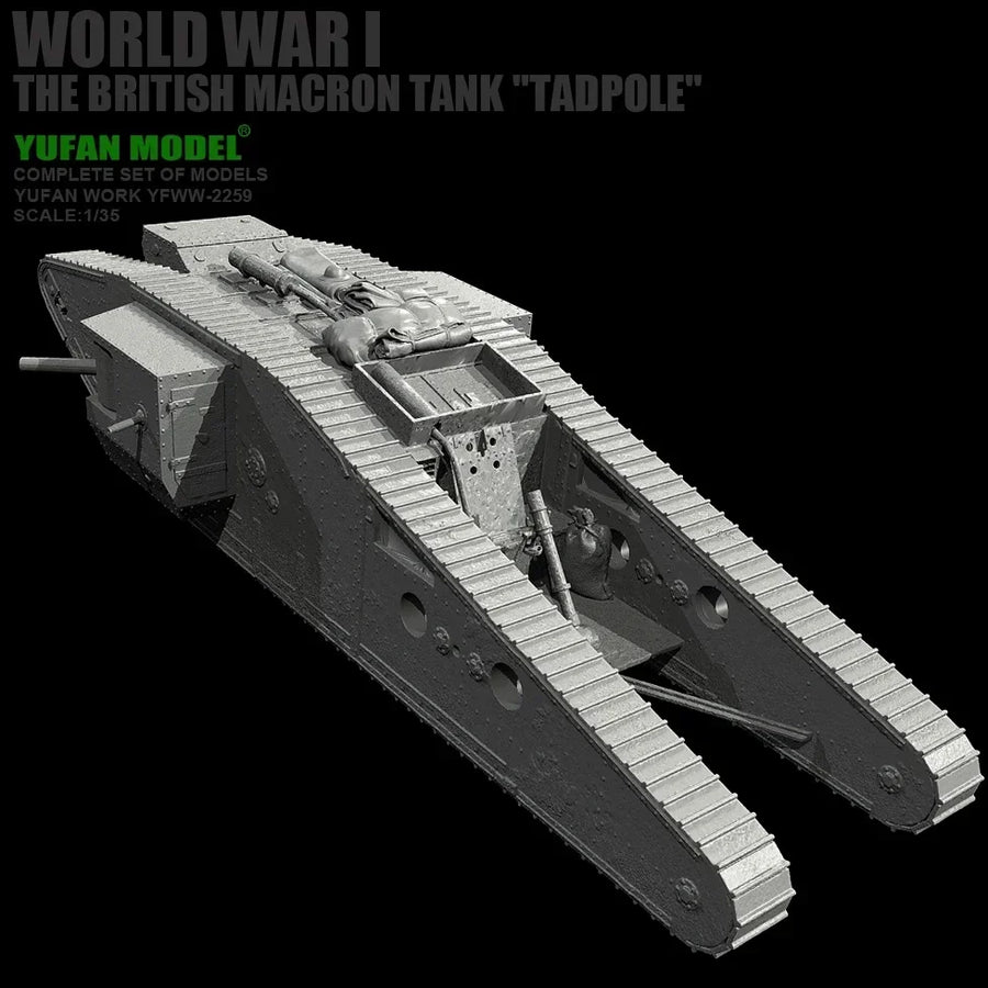 WWI British Macron Tank Tadpole Crew 1/35 Resin Figure Kit - 1/35 resin model view 2